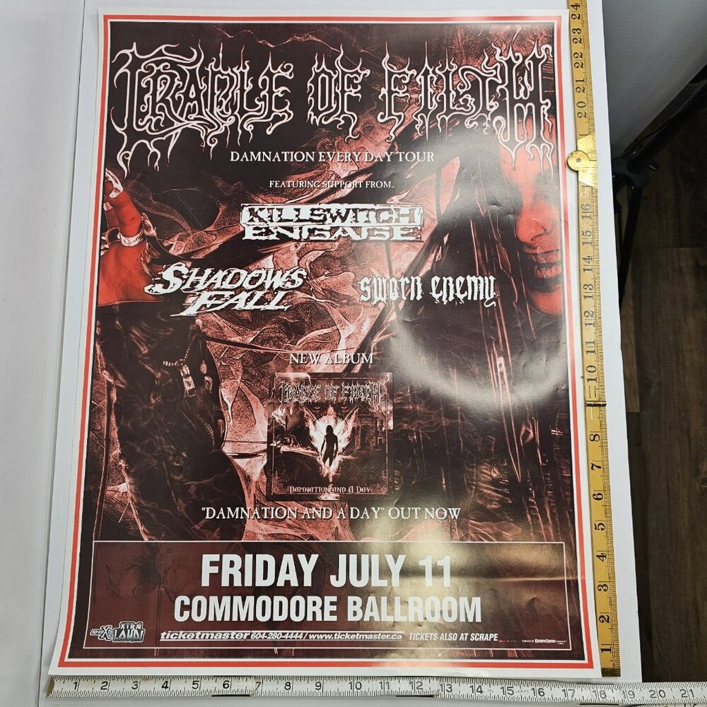 Cradle of Filth Damnation and a Day Tour Poster Commodore Ballroom Vancouver CA